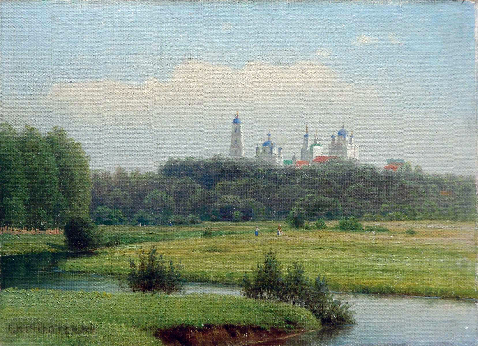 Кондратенко. Летний пейзаж. Вид на монастырь. 1880-е
