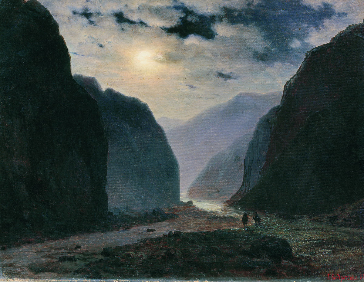 Кондратенко. Лунная ночь в горах. 1881