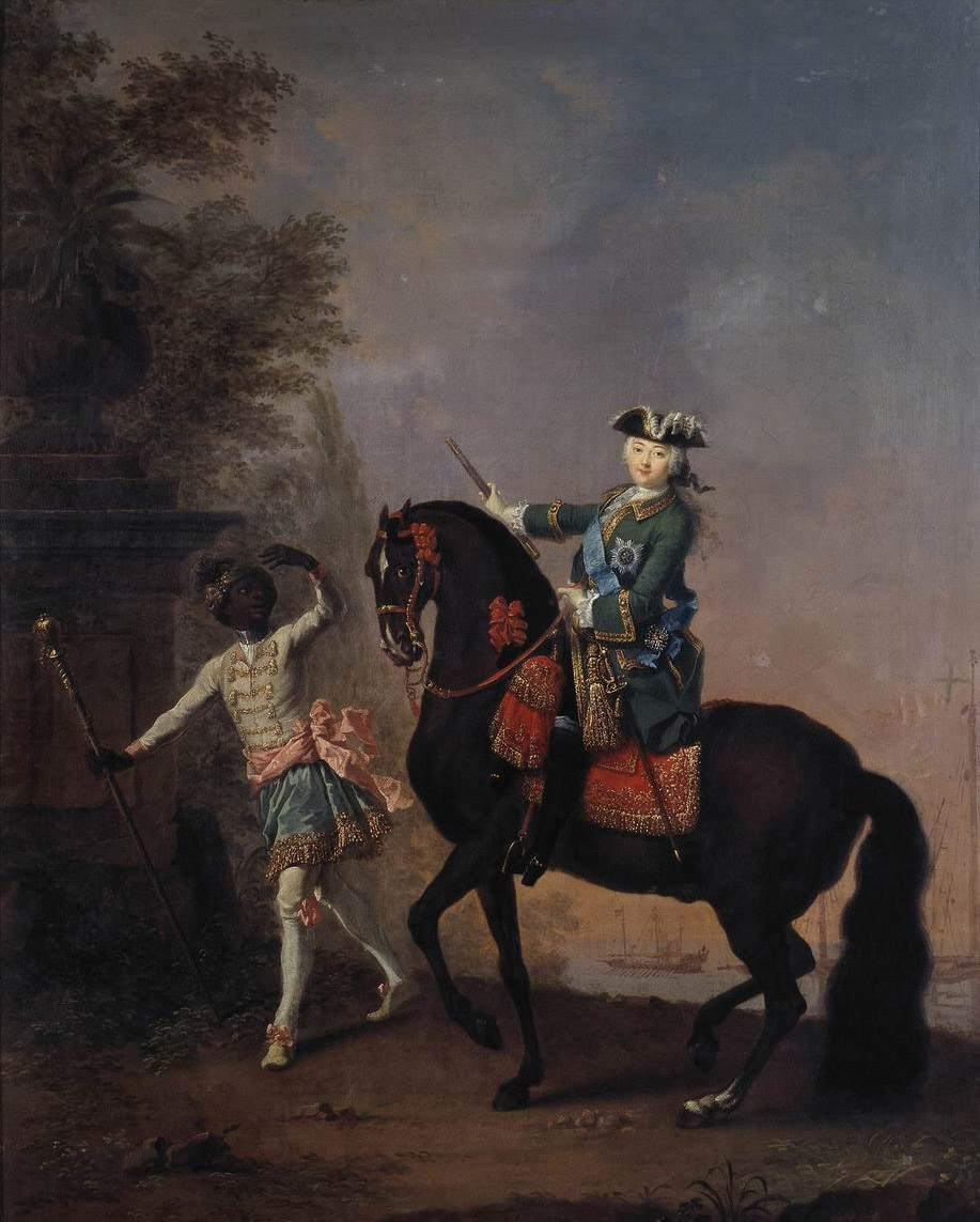Гроот Г.-Х.. Портрет императрицы Елизаветы Петровны на коне с арапчонком. 1743