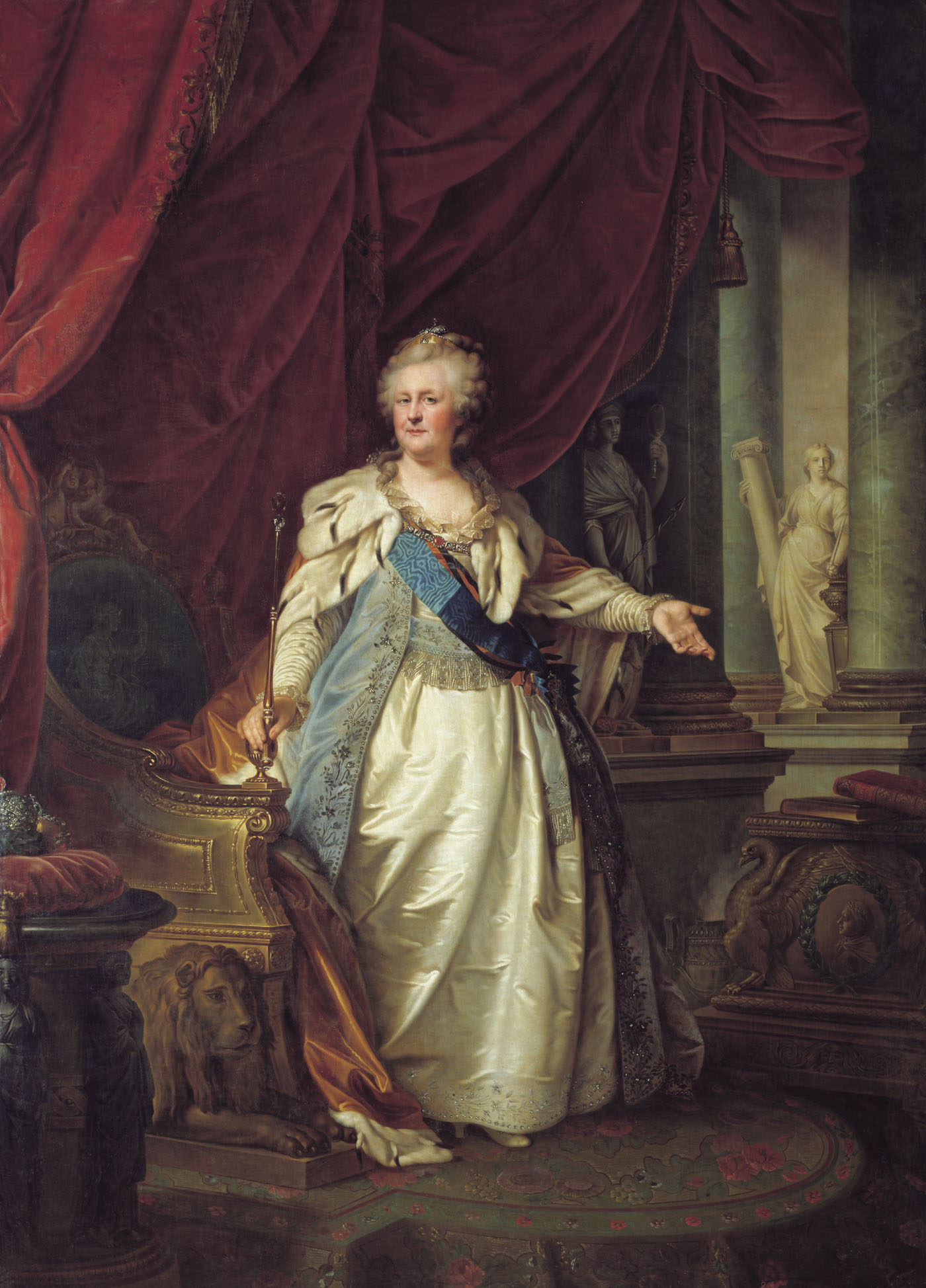 Лампи-старший. Портрет императрицы Екатерины II с аллегорическими фигурами Крепости и Истины. 1790-е