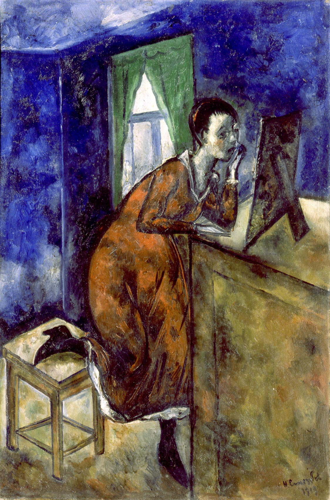 Синезубов. Девушка у зеркала. 1919