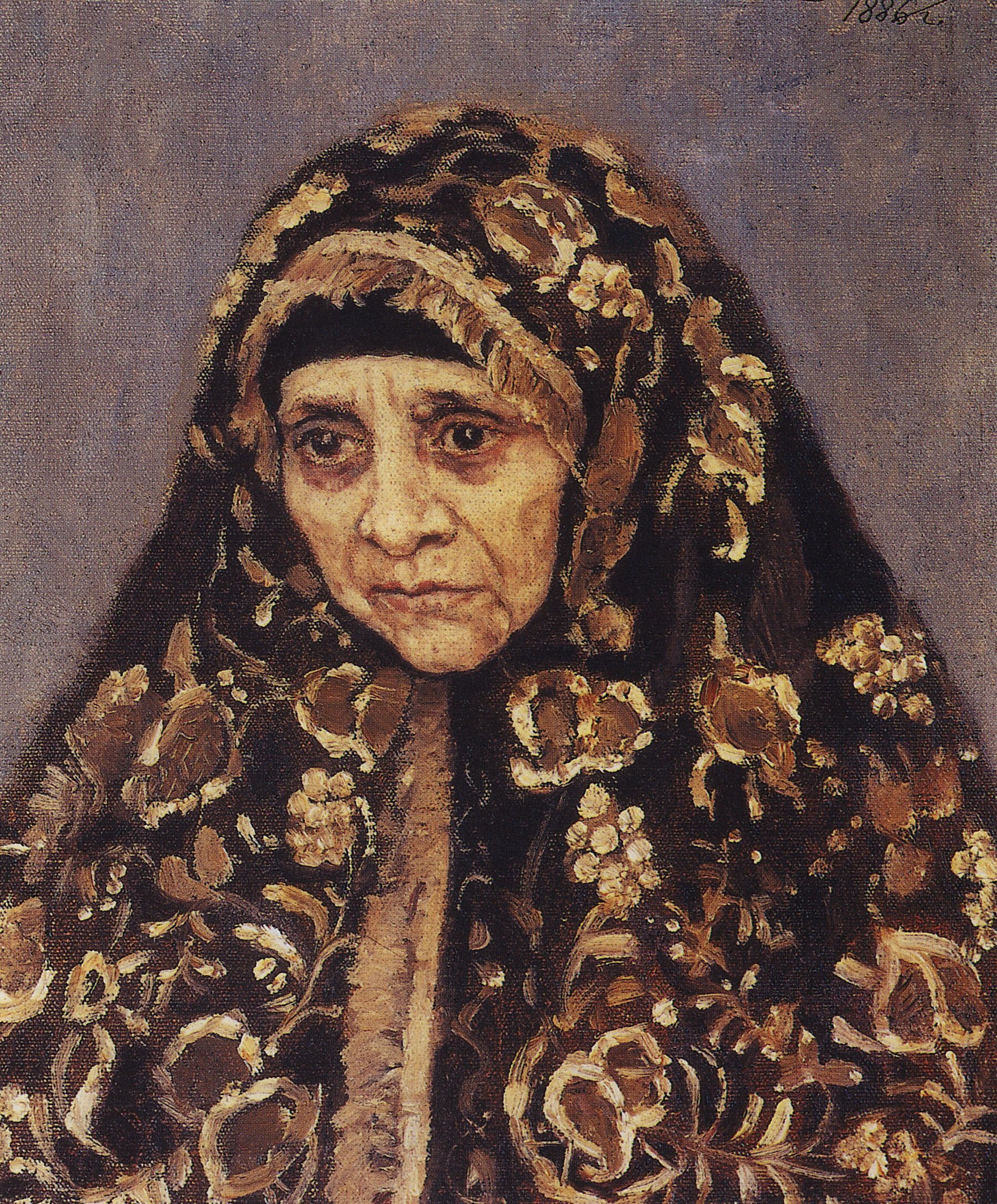 Суриков. Старуха в узорчатом платке. 1886
