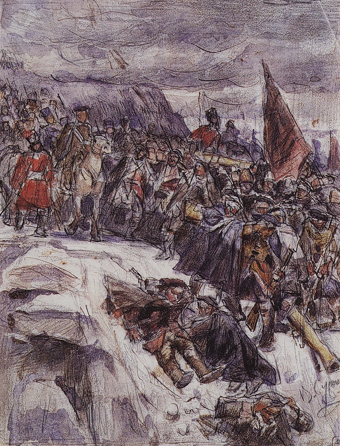 Суриков. Переход Суворова через Альпы. 1898