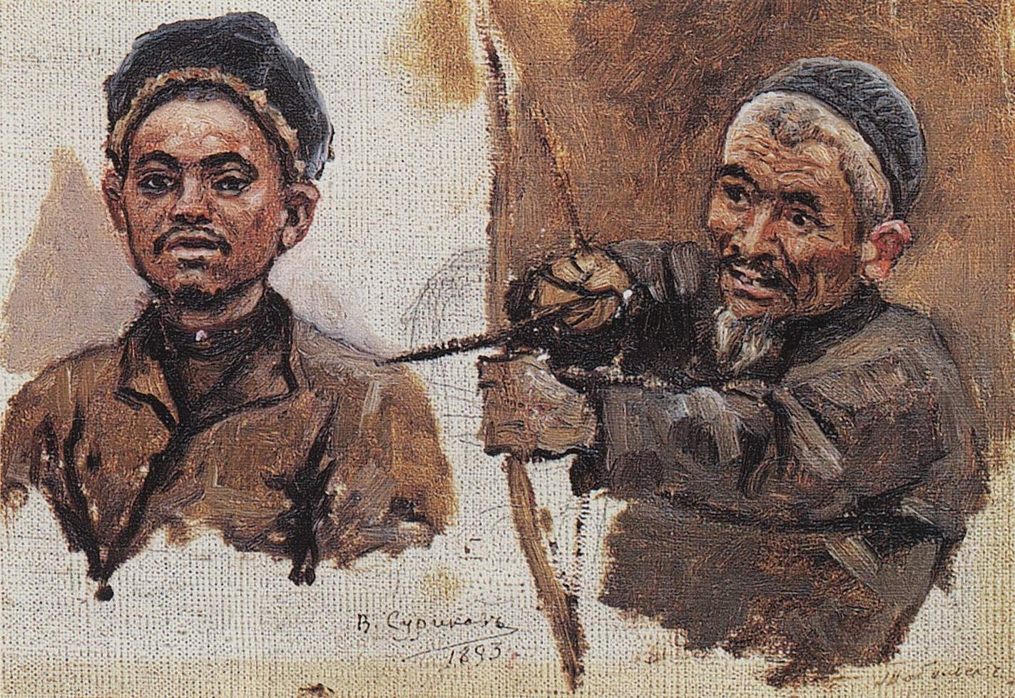 Суриков. Головы татар (старика и молодого). 1893