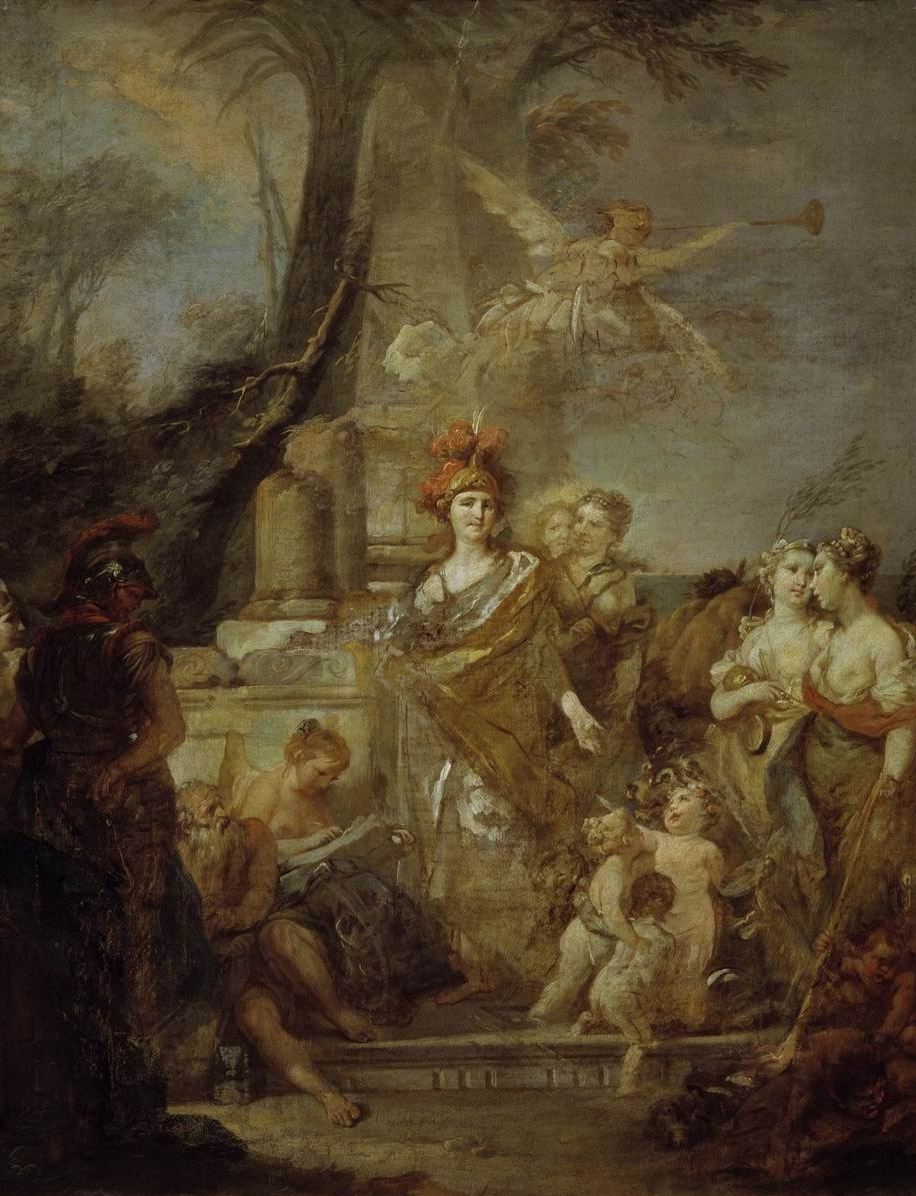 Торелли. Екатерина II в образе Миневры, окруженная музами. Конец 1760-х
