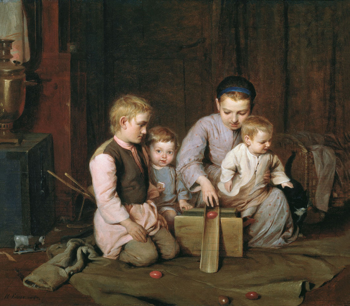 Кошелев. Дети, катающие пасхальные яйца. 1855 (?)