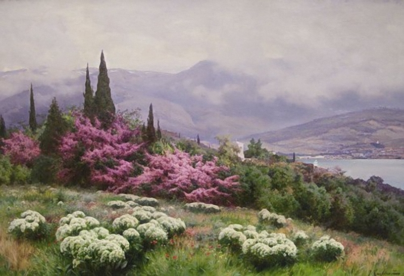 Крачковский. Весна в Крыму (Ялта. Иудино дерево в цвету). 1902