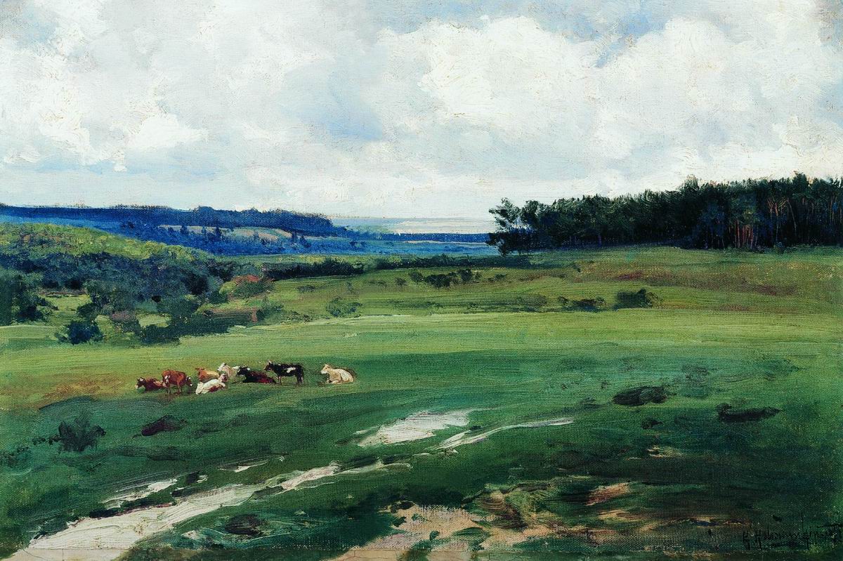 Крыжицкий. Пейзаж со стадом. 1892