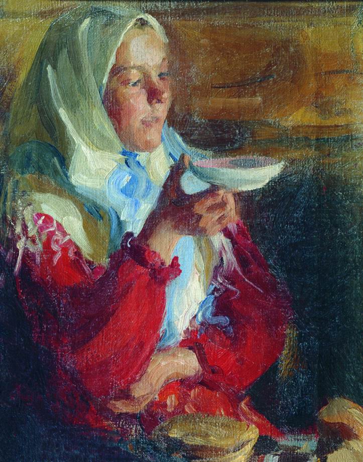 Куликов. Крестьянка с блюдцем. 1899