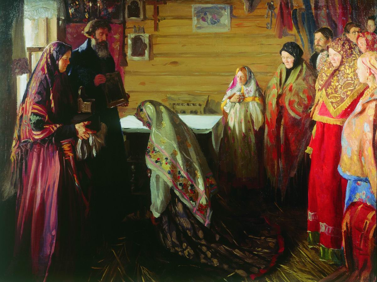 Куликов. Старинный обряд благословения невесты в городе Муроме. 1909