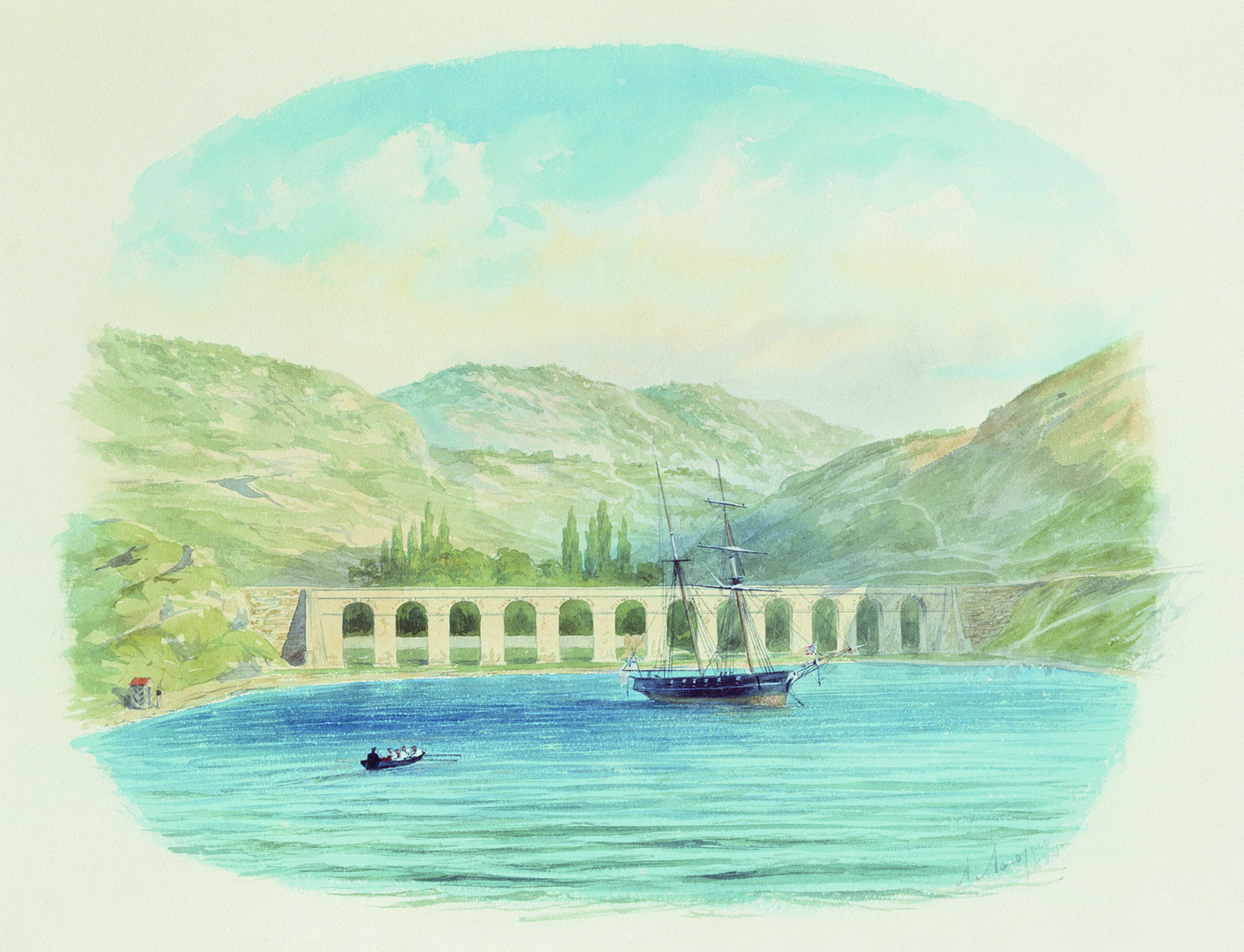 Лагорио. Севастопольский водопровод при Георгиевском пороховом погребе. 1850