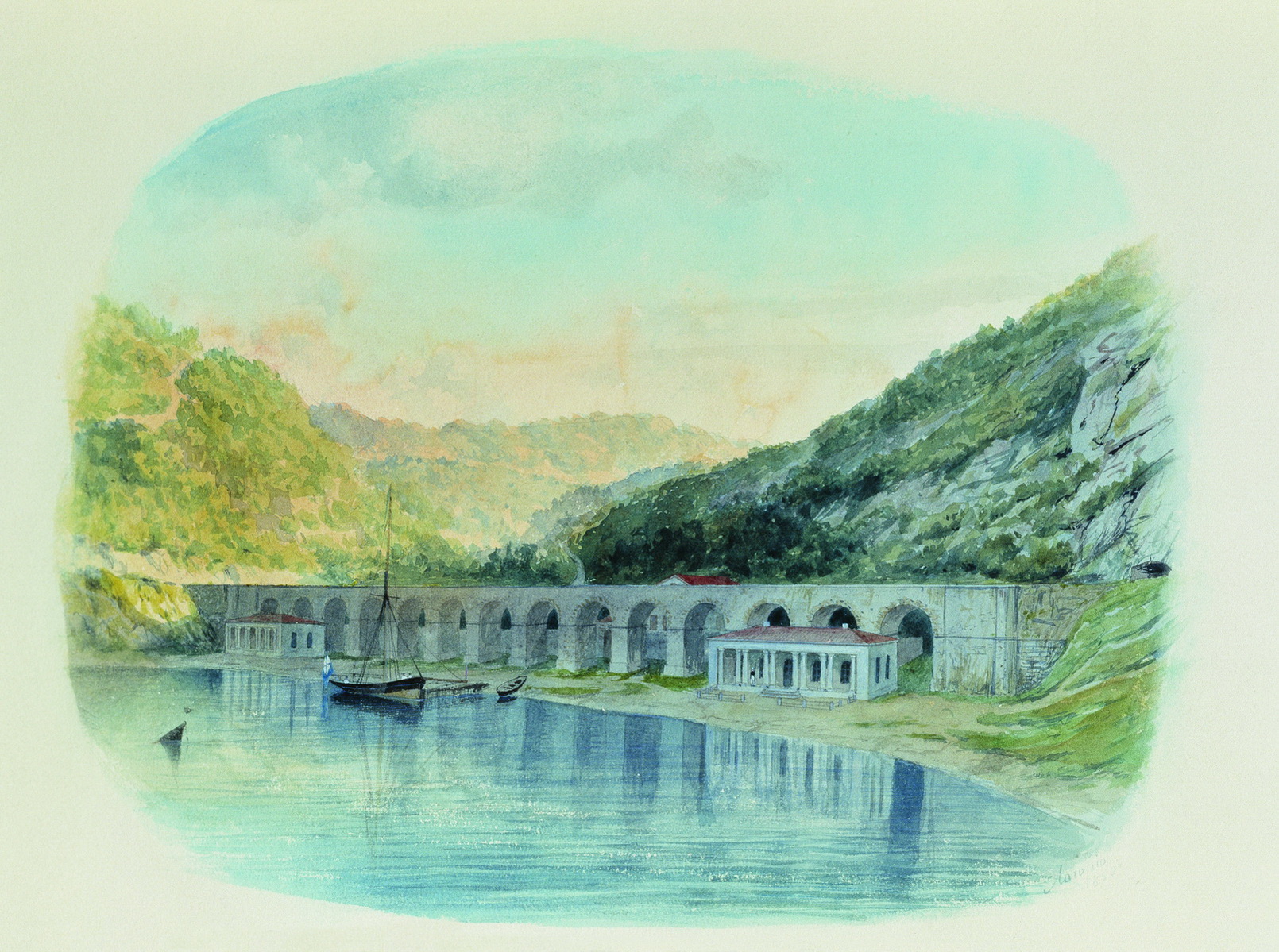 Лагорио. Севастопольский водопровод в Севастопольской балке. 1850