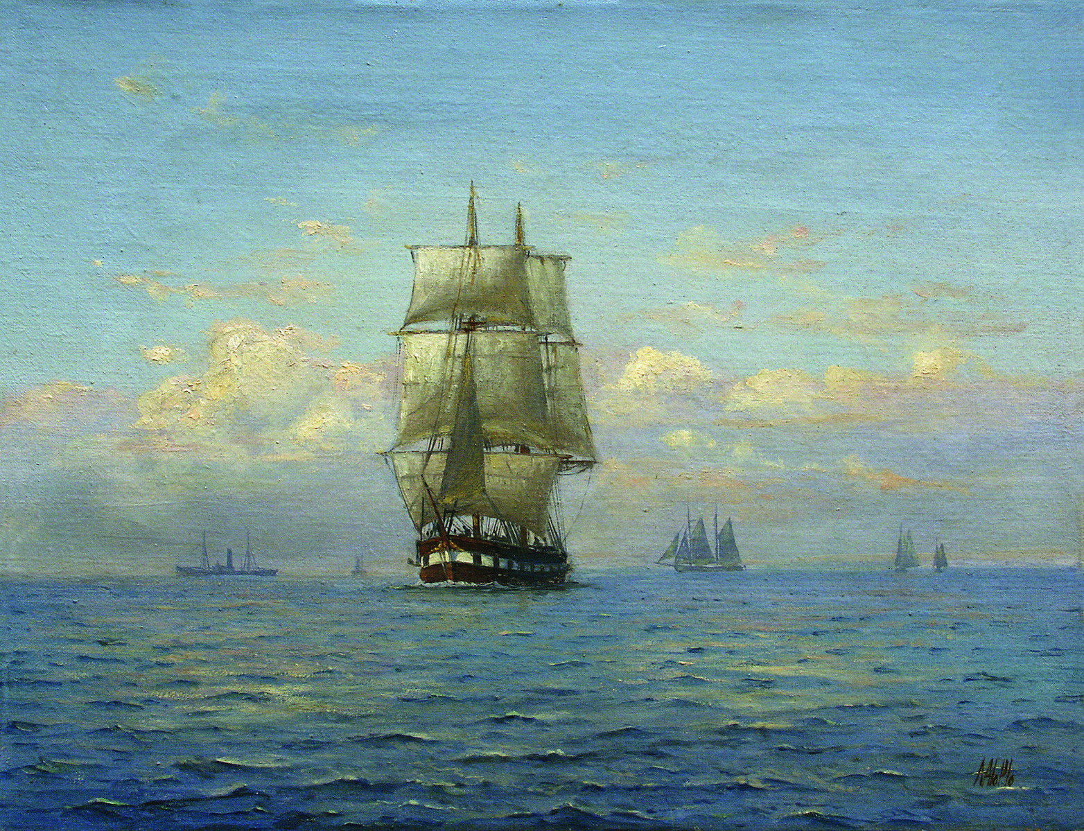 Лагорио. Морской пейзаж с парусниками. 1890-е