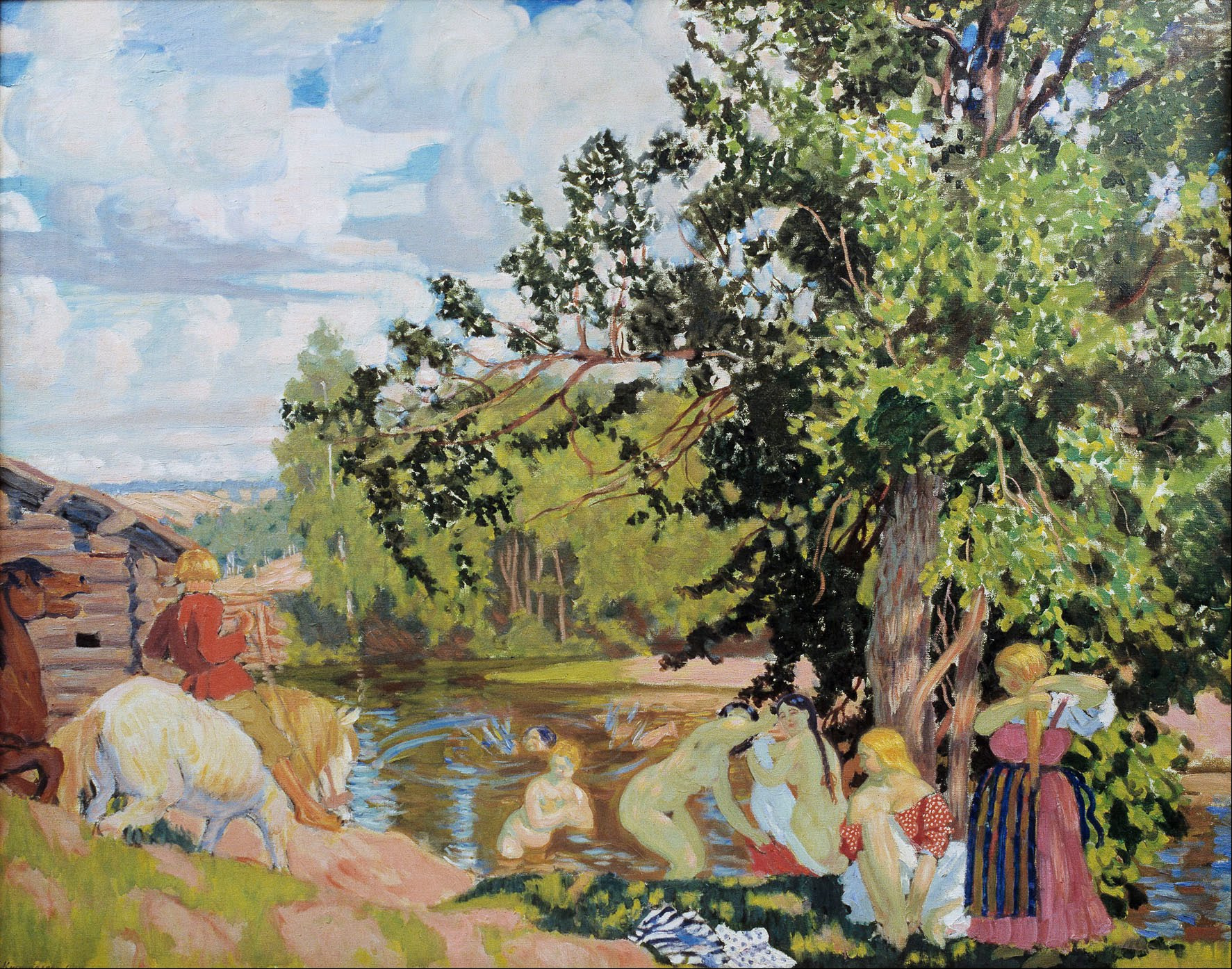 Кустодиев Б.. Купальщицы. 1910