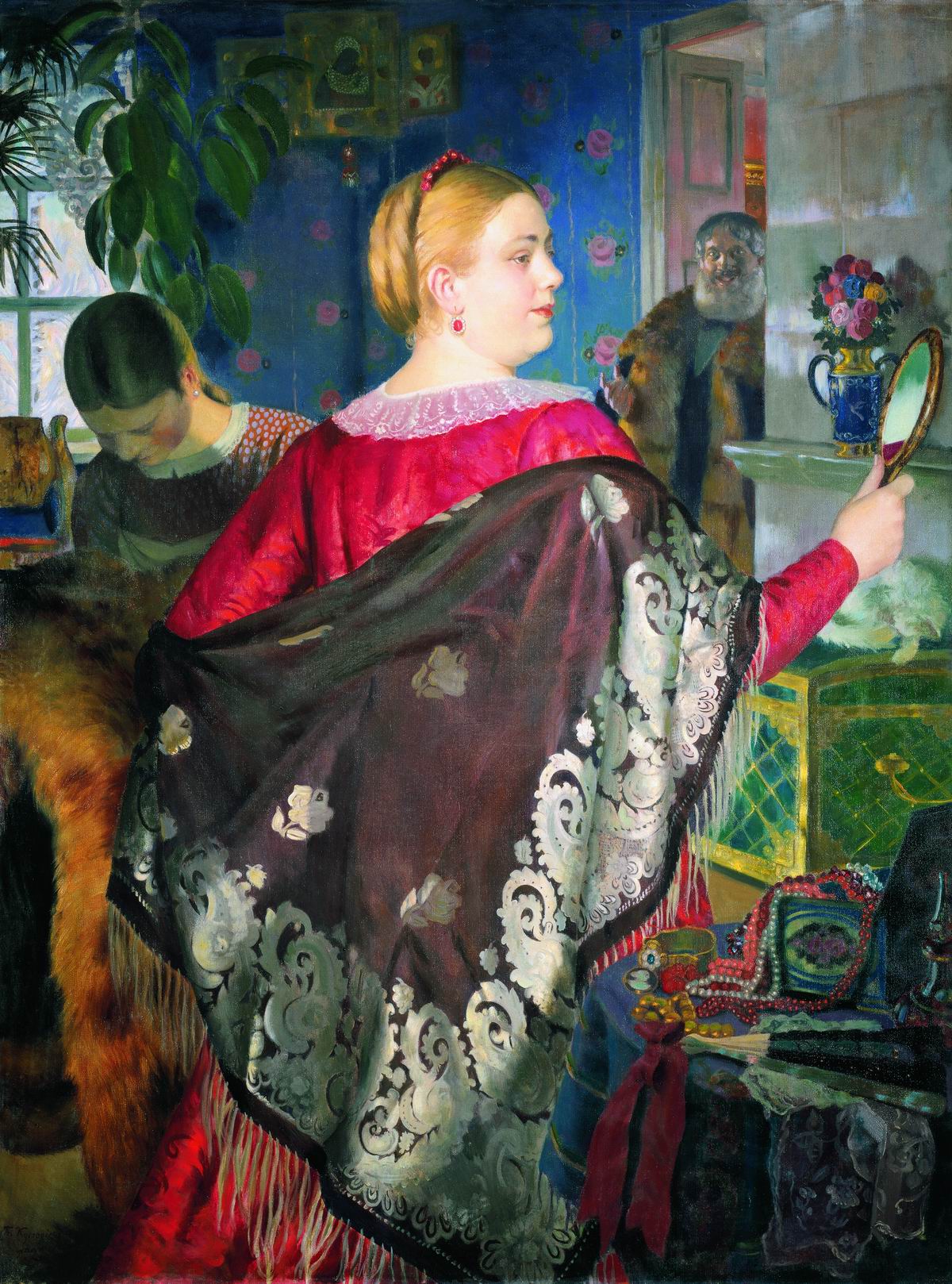 Кустодиев Б.. Купчиха с зеркалом. 1920