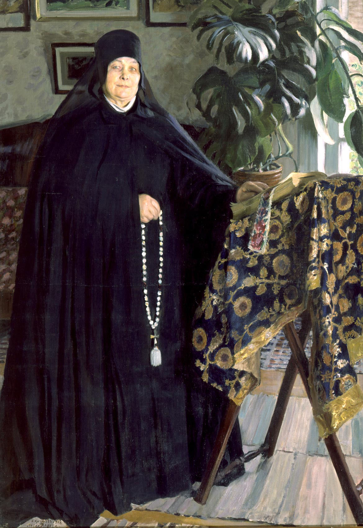 Кустодиев Б.. Монахиня. 1908