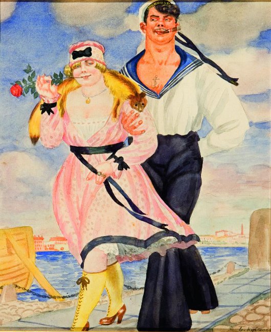 Кустодиев Б.. Матрос и милая. 1920
