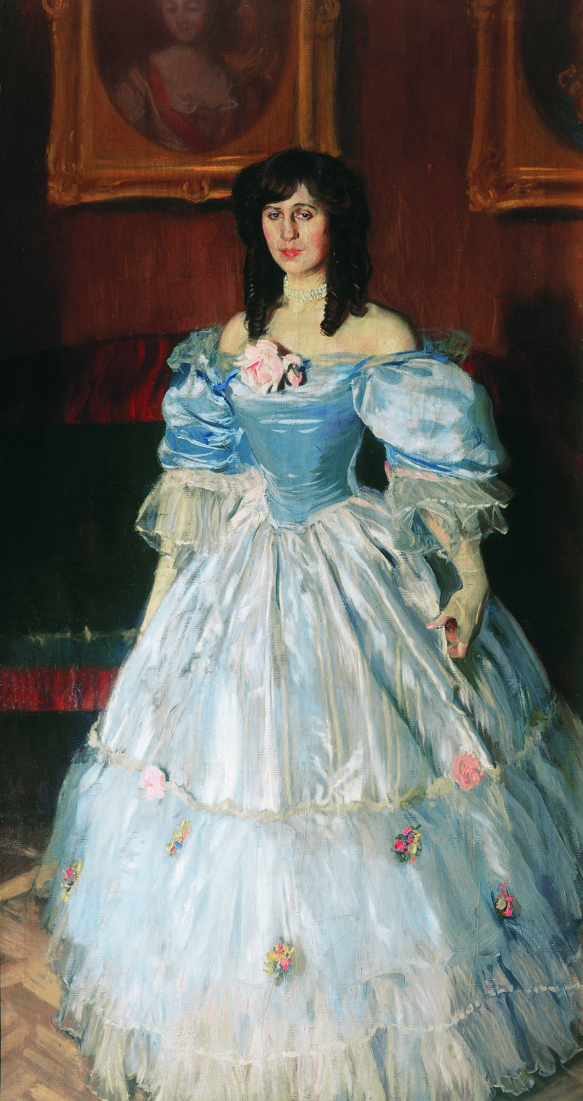 Кустодиев Б.. Портрет женщины в голубом (Портрет П.М. Судковской). 1906