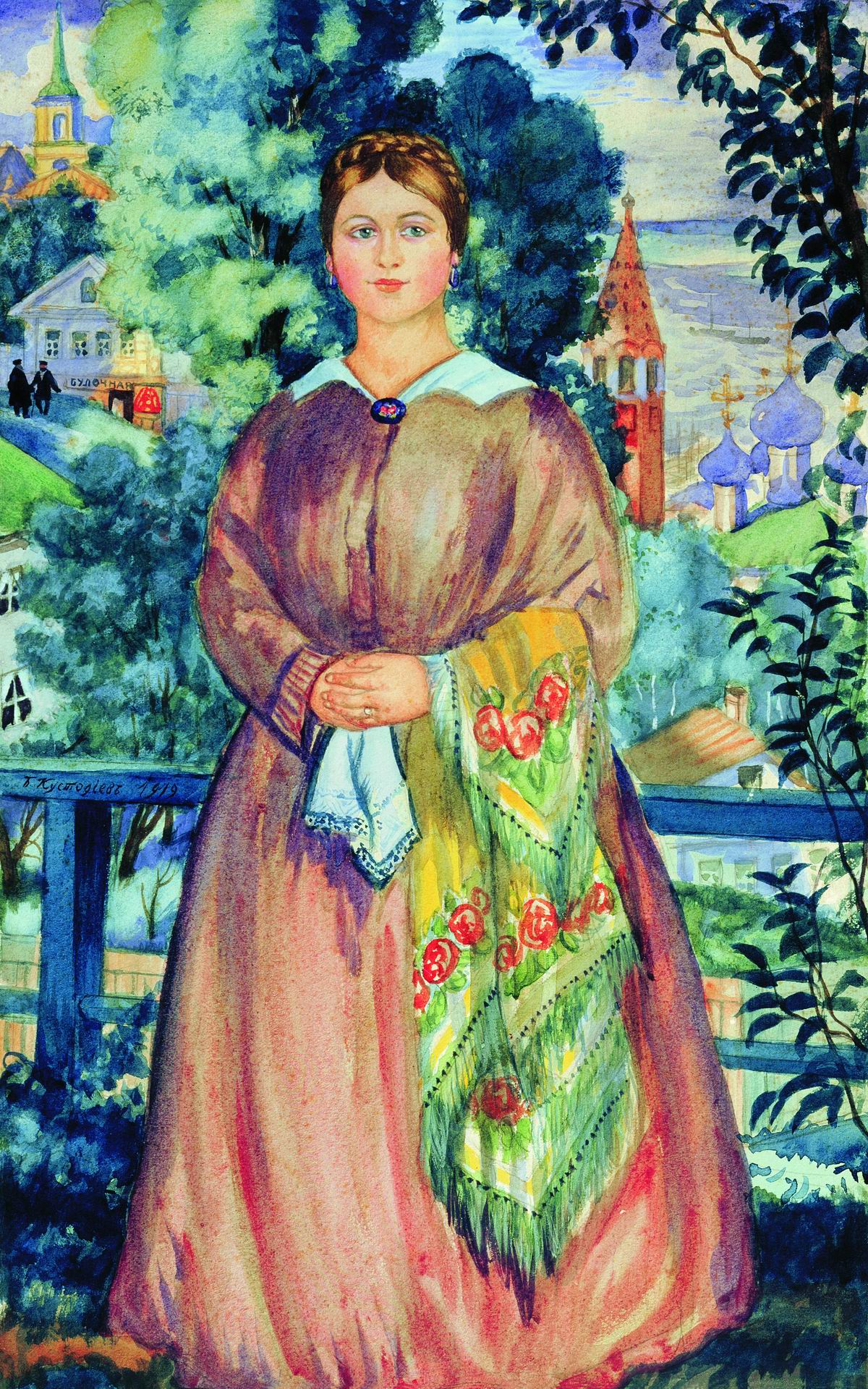 Кустодиев Б.. Купчиха. 1919