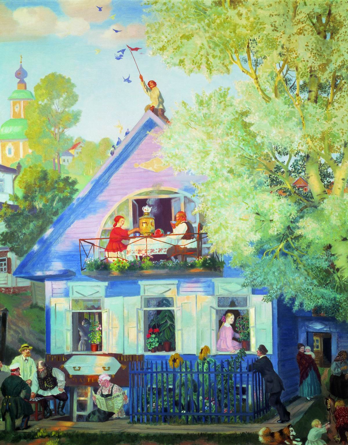 Кустодиев Б.. Голубой домик. 1920