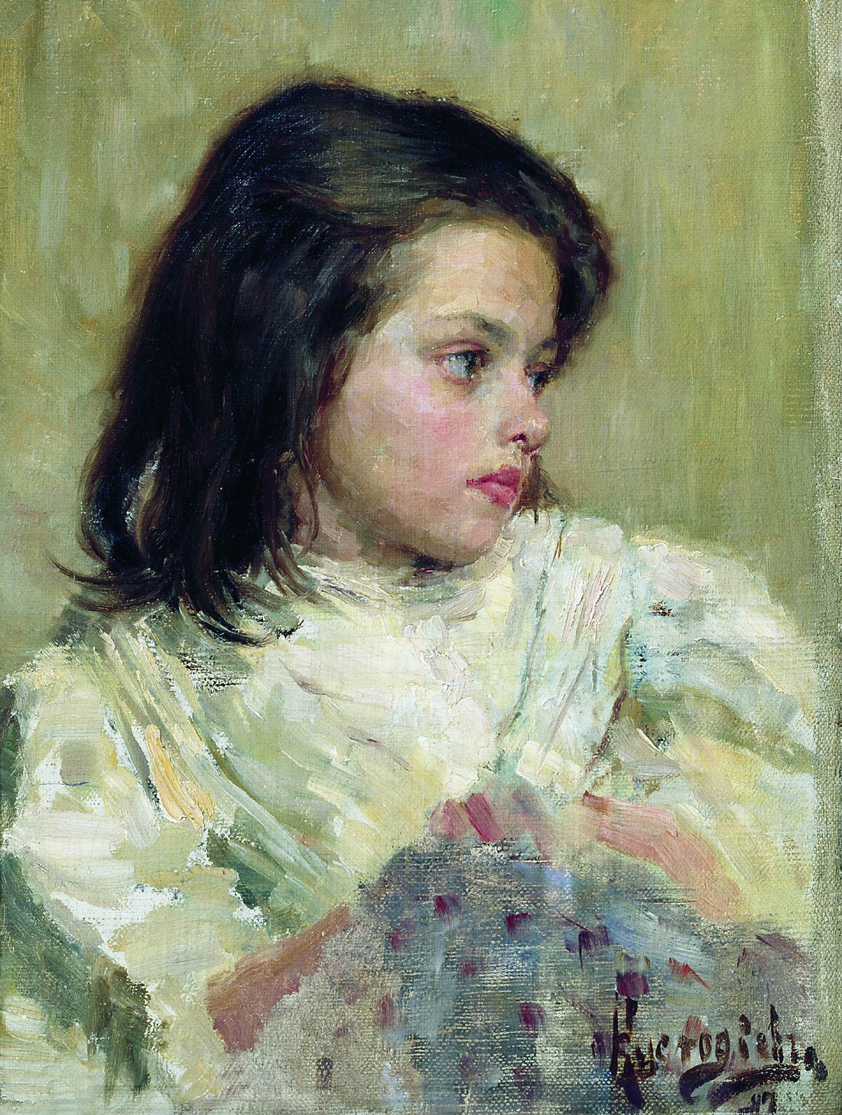 Кустодиев Б.. Голова девочки. 1897