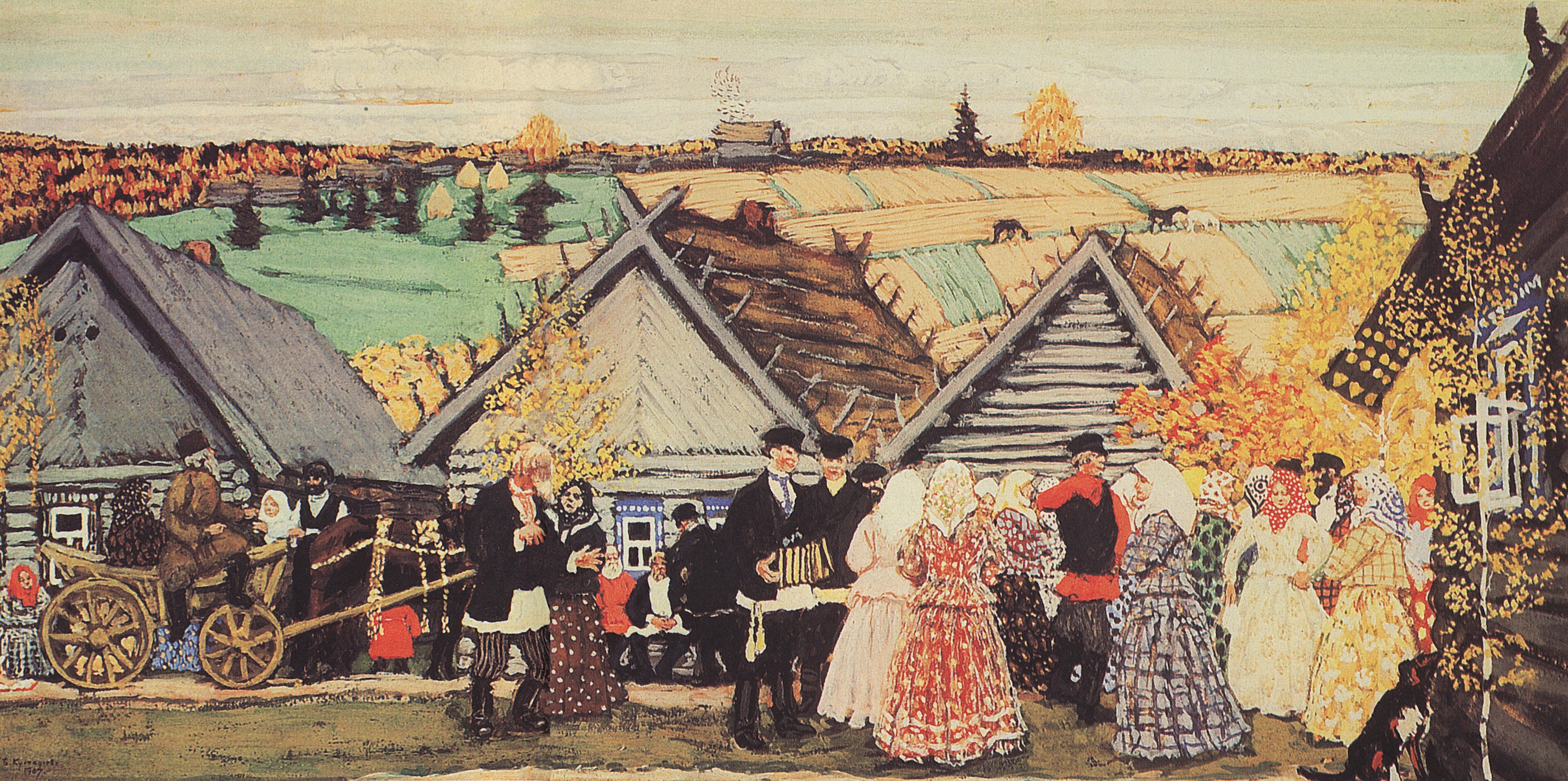 Кустодиев Б.. Праздник в деревне. 1907
