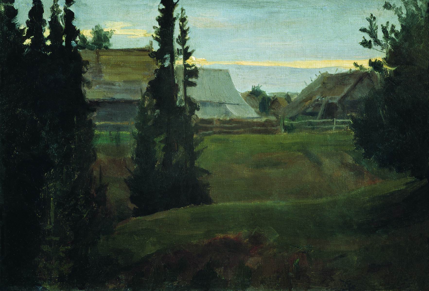 Кустодиев Б.. Деревня Маурино Костромской губернии. 1905