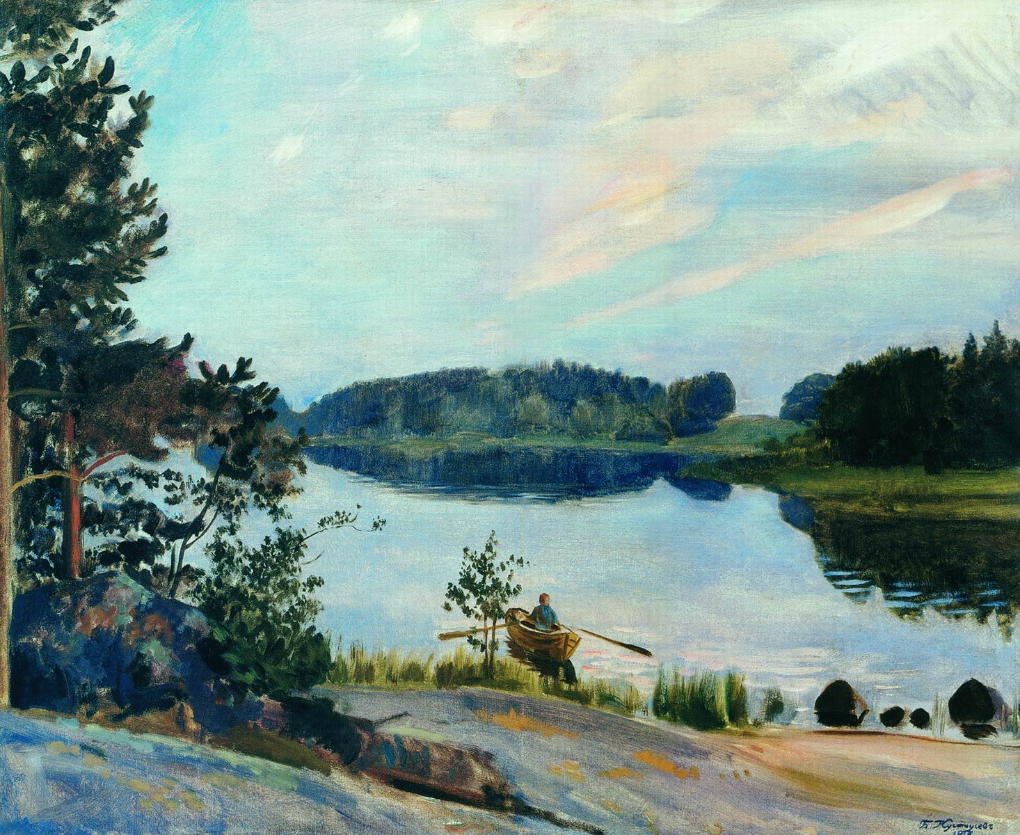 Кустодиев Б.. Лесное озеро в Конкола. 1917