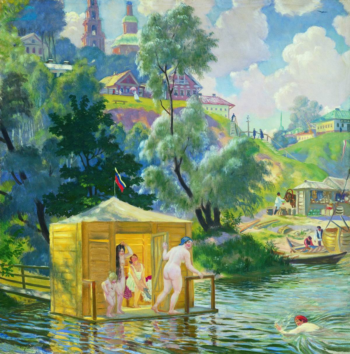 Кустодиев Б.. Купанье. 1921