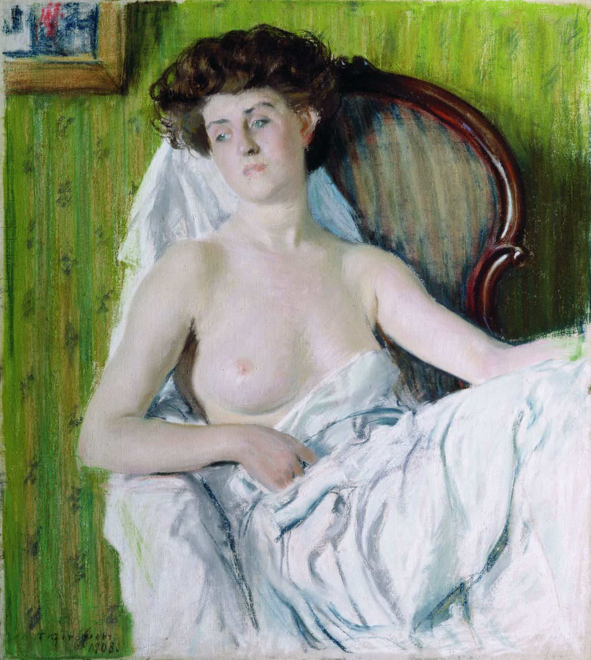 Кустодиев Б.. Портрет дамы. Модель. 1908