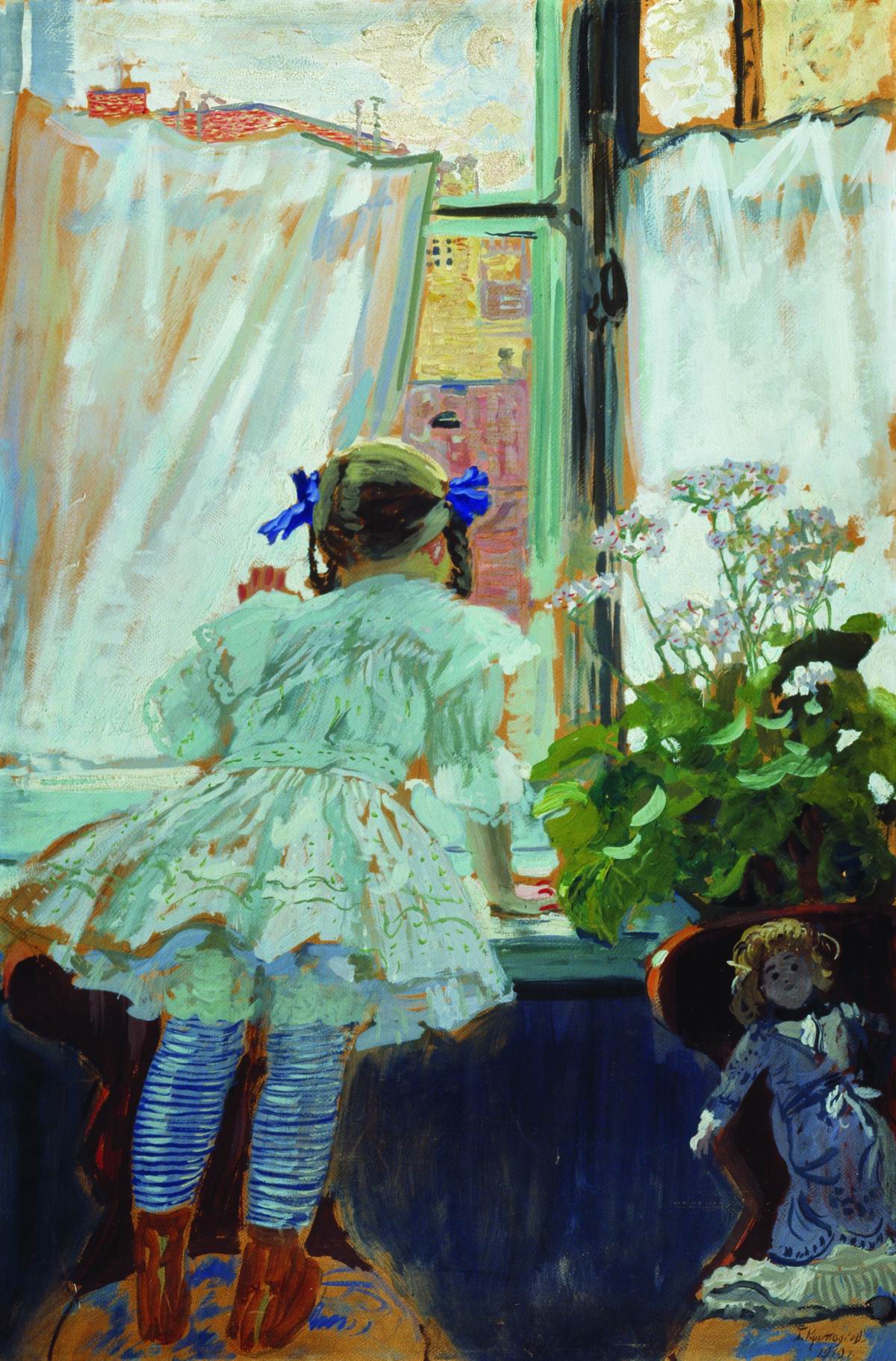 Кустодиев Б.. У окна. Портрет И.Б.Кустодиевой. 1910