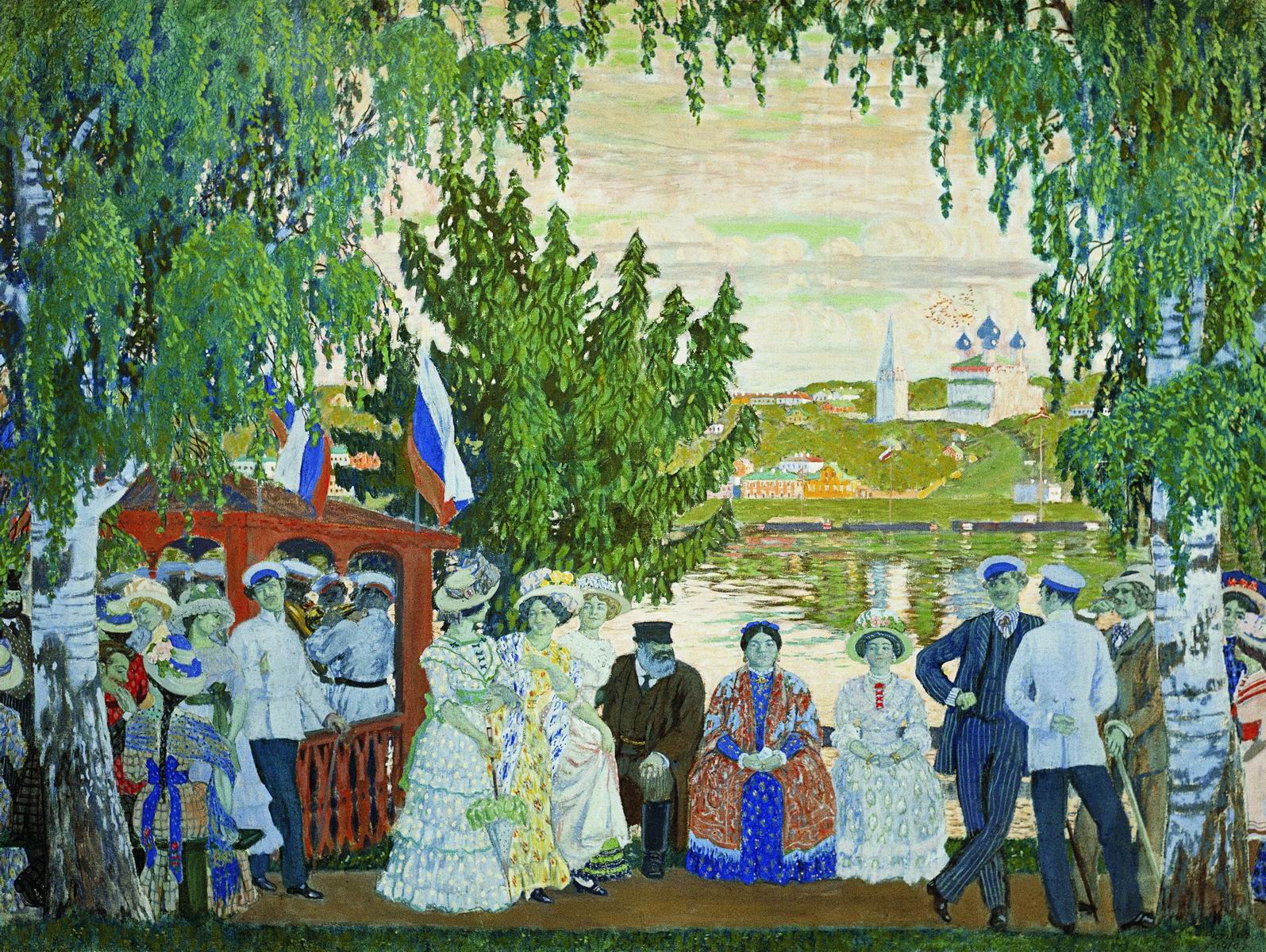 Кустодиев Б.. Гулянье. 1910
