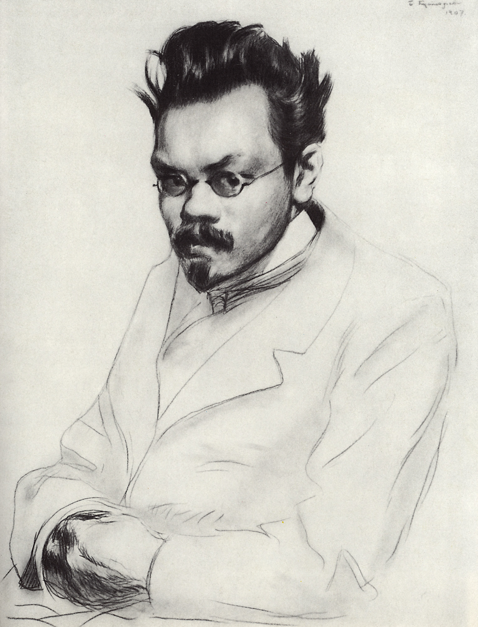 Кустодиев Б.. Портрет писателя  А.М.Ремизова. 1907