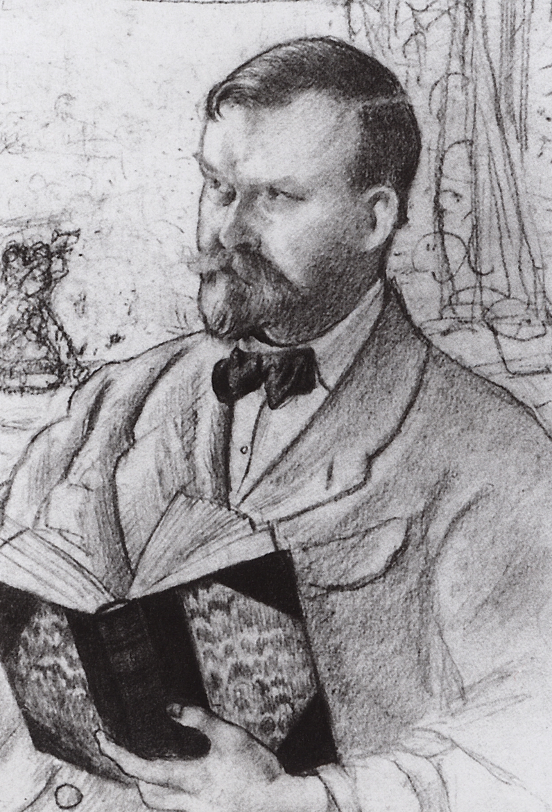 Кустодиев Б.. Автопортрет (С книгой). 1920