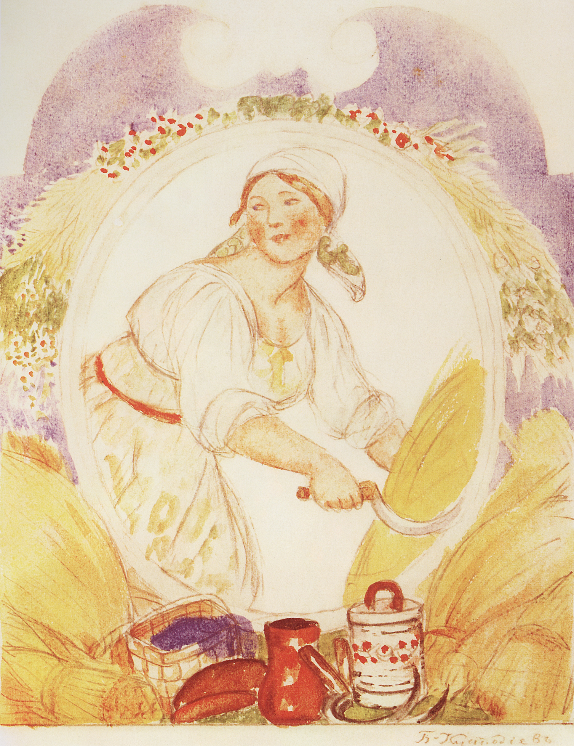 Кустодиев Б.. Жнея. 1918