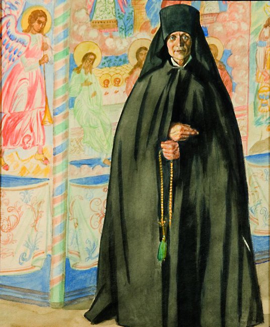 Кустодиев Б.. Монахиня. 1920