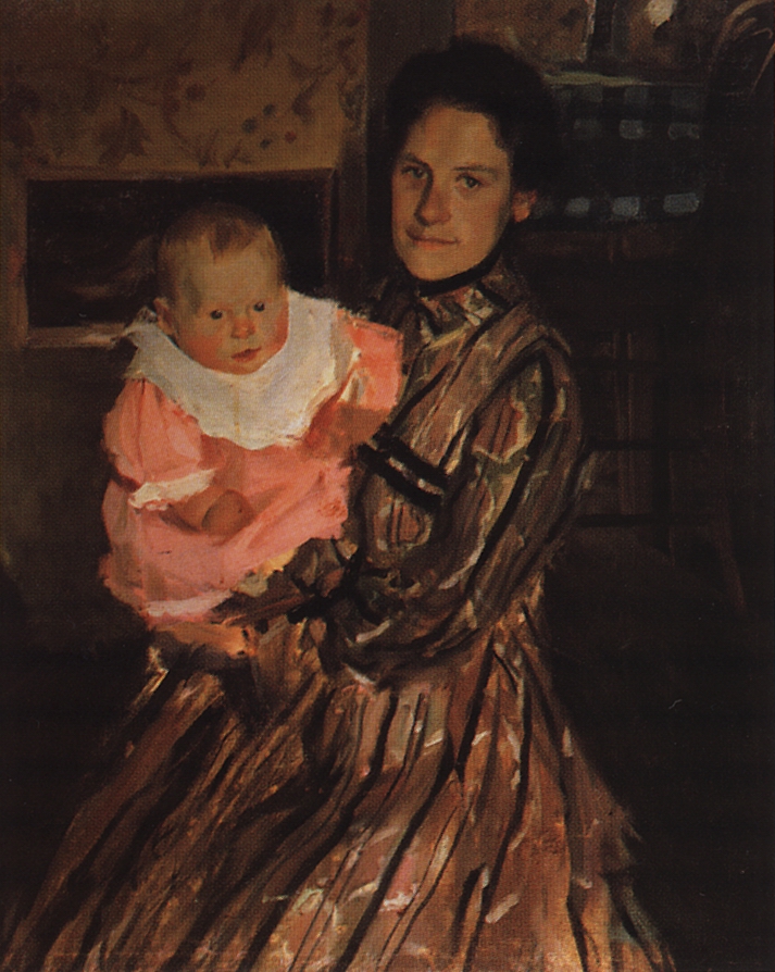 Кустодиев Б.. Портрет Ю.Е.Кустодиевой с сыном. 1904