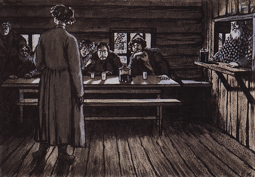 Кустодиев Б.. Иллюстрация к рассказу 