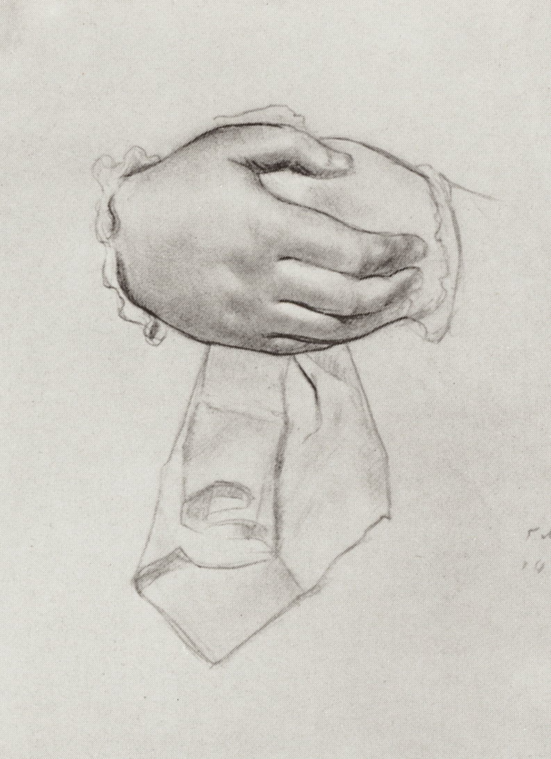 Кустодиев Б.. Рисунок рук к картине 
