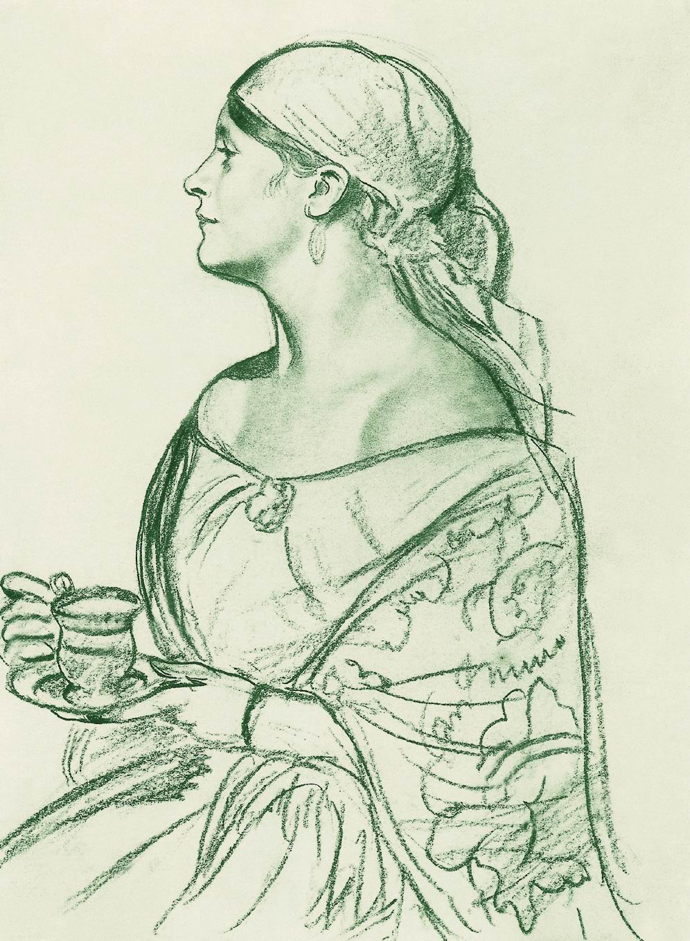 Кустодиев Б.. Портрет Л.И.Шеталовой (Женщина с чашкой). 1920