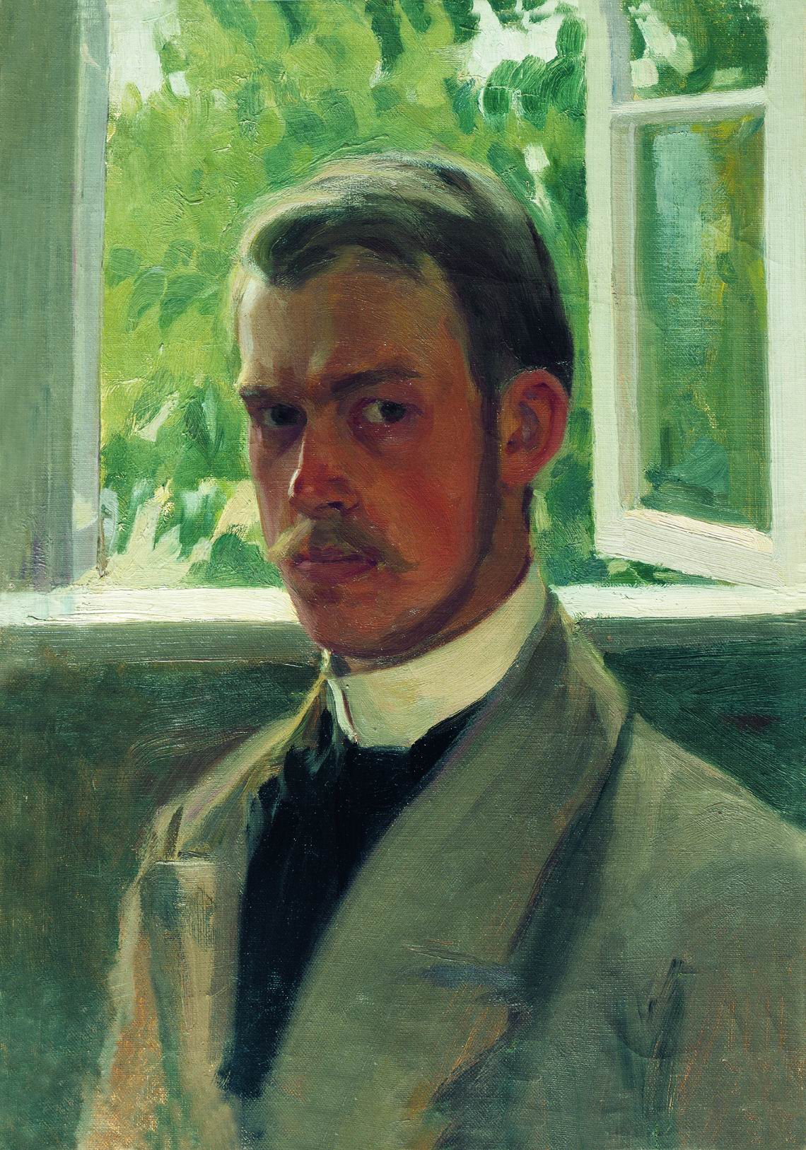 Кустодиев Б.. Автопортрет у окна. 1899