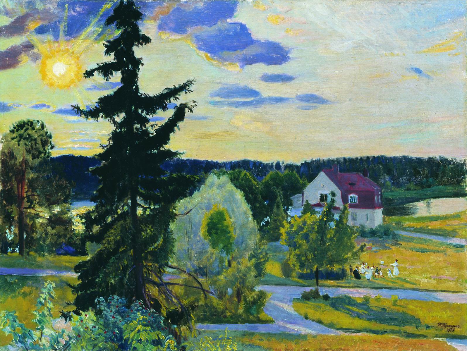 Кустодиев Б.. Вечерний пейзаж. 1917