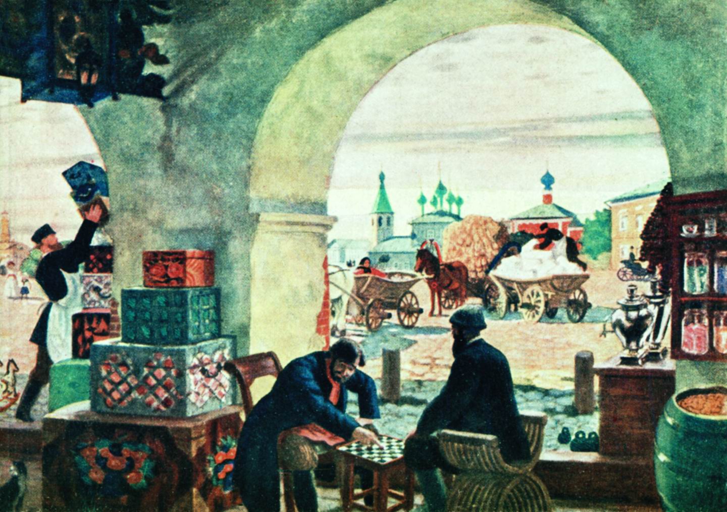 Кустодиев Б.. Гостиный двор (В торговых рядах). 1916