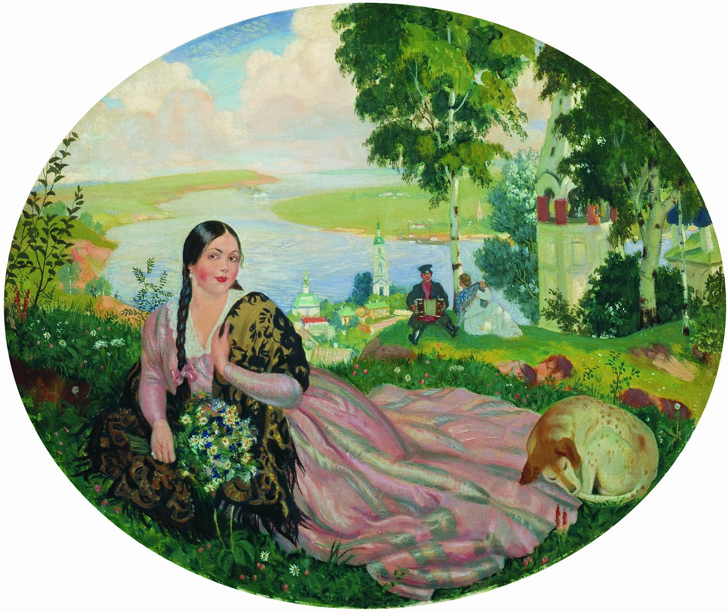 Кустодиев Б.. Девушка на Волге. 1919