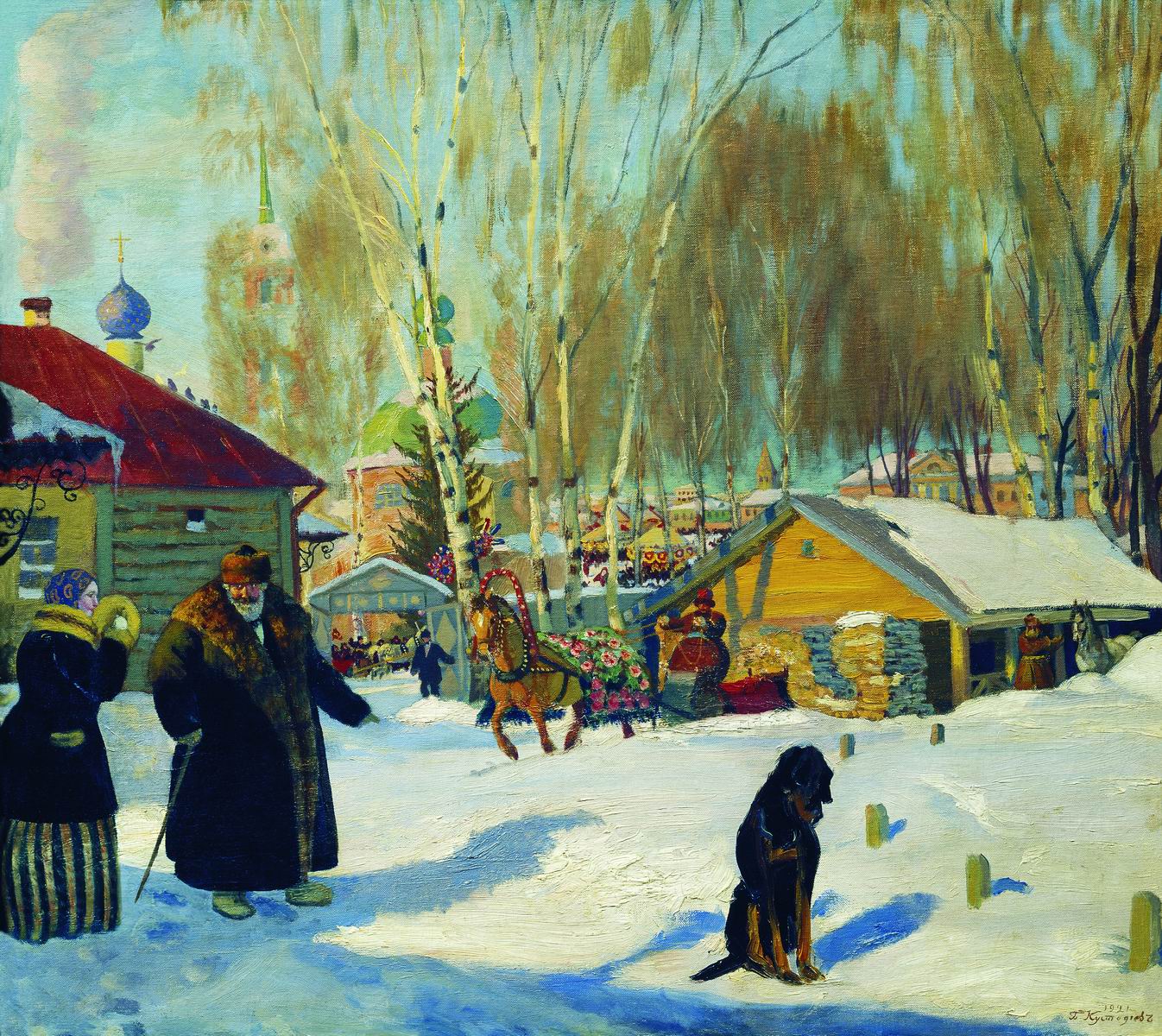 Кустодиев Б.. Купеческий двор. 1921