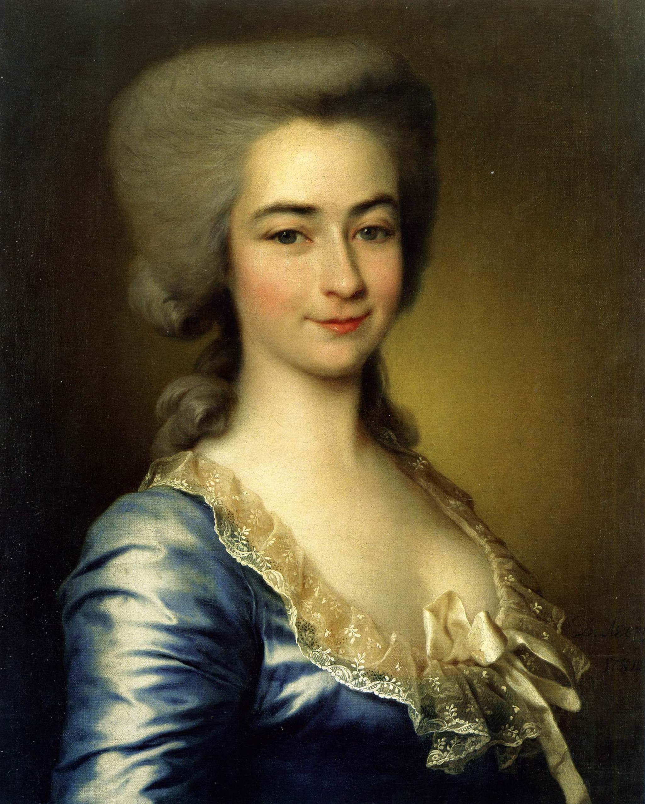 Левицкий Д.. Портрет неизвестной в голубом  . 1784