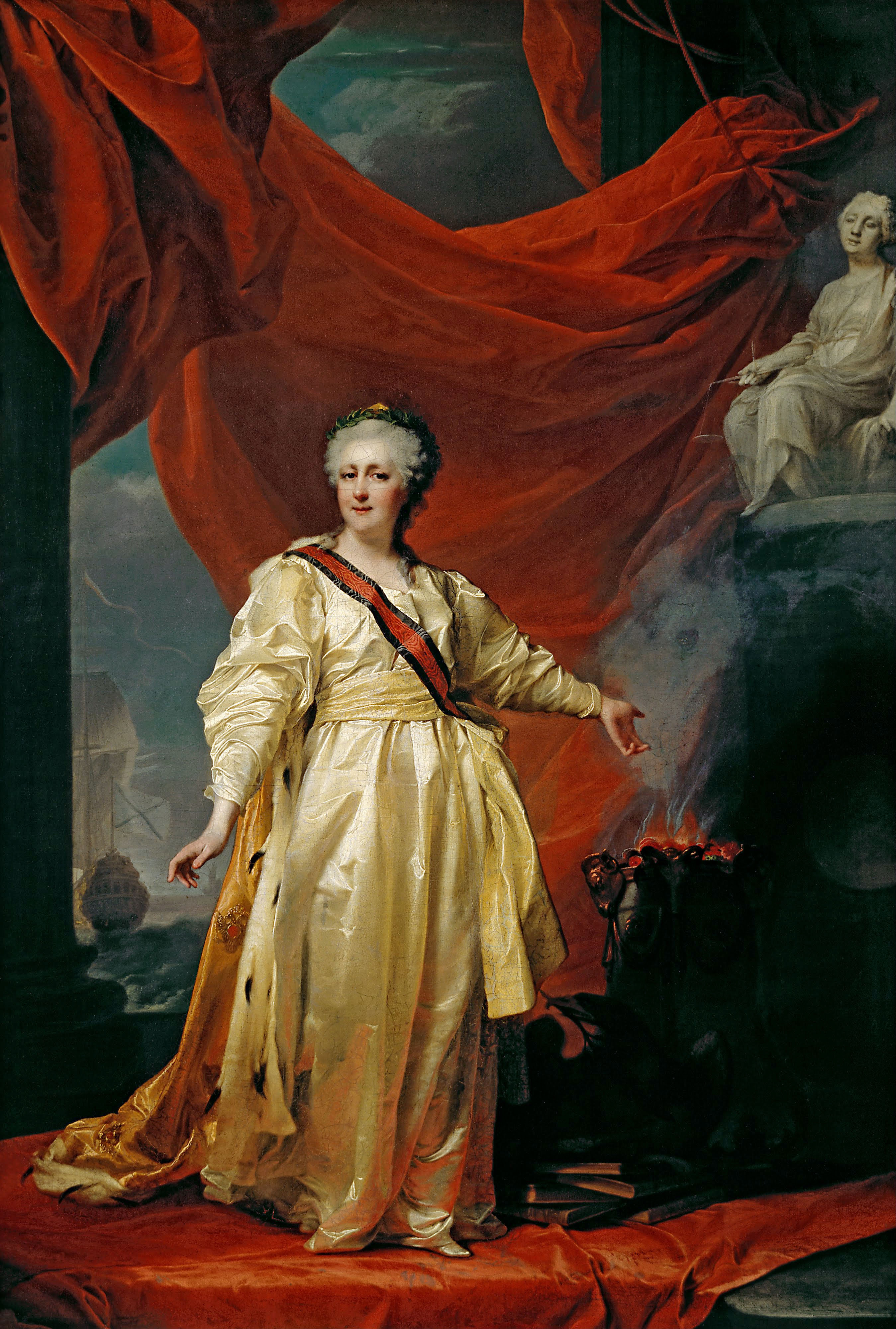 Левицкий Д.. Портрет Екатерины II в виде законодательницы в храме богини Правосудия. Начало 1780-х