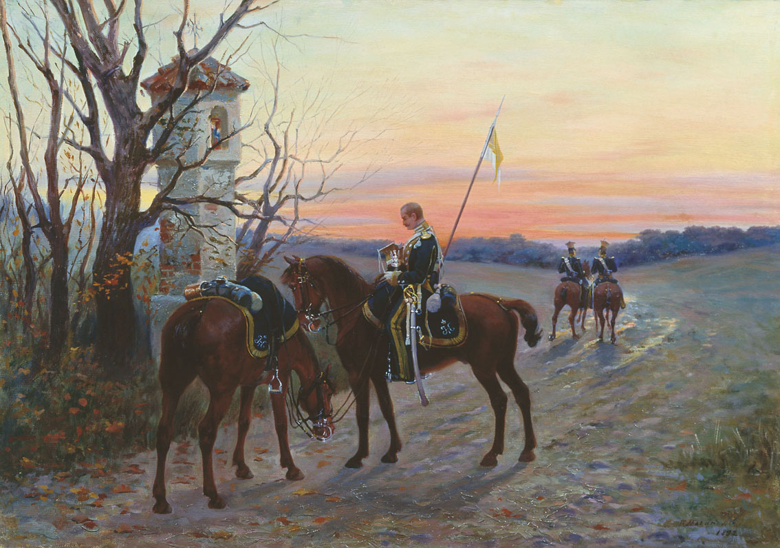 Мазуровский. Патруль гвардейских улан в Польше в 1830 году. 1892