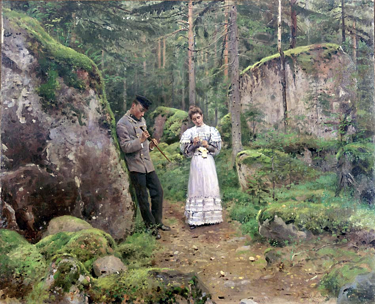 Маковский В.. Перед объяснением (Свидание). 1898-1900