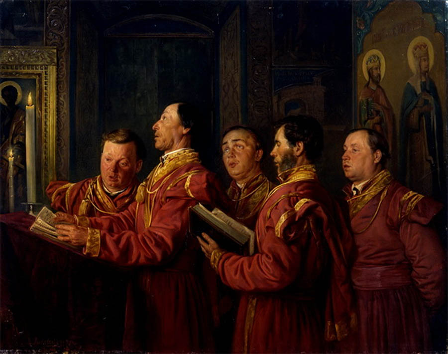 Маковский В.. Певчие на клиросе. 1870